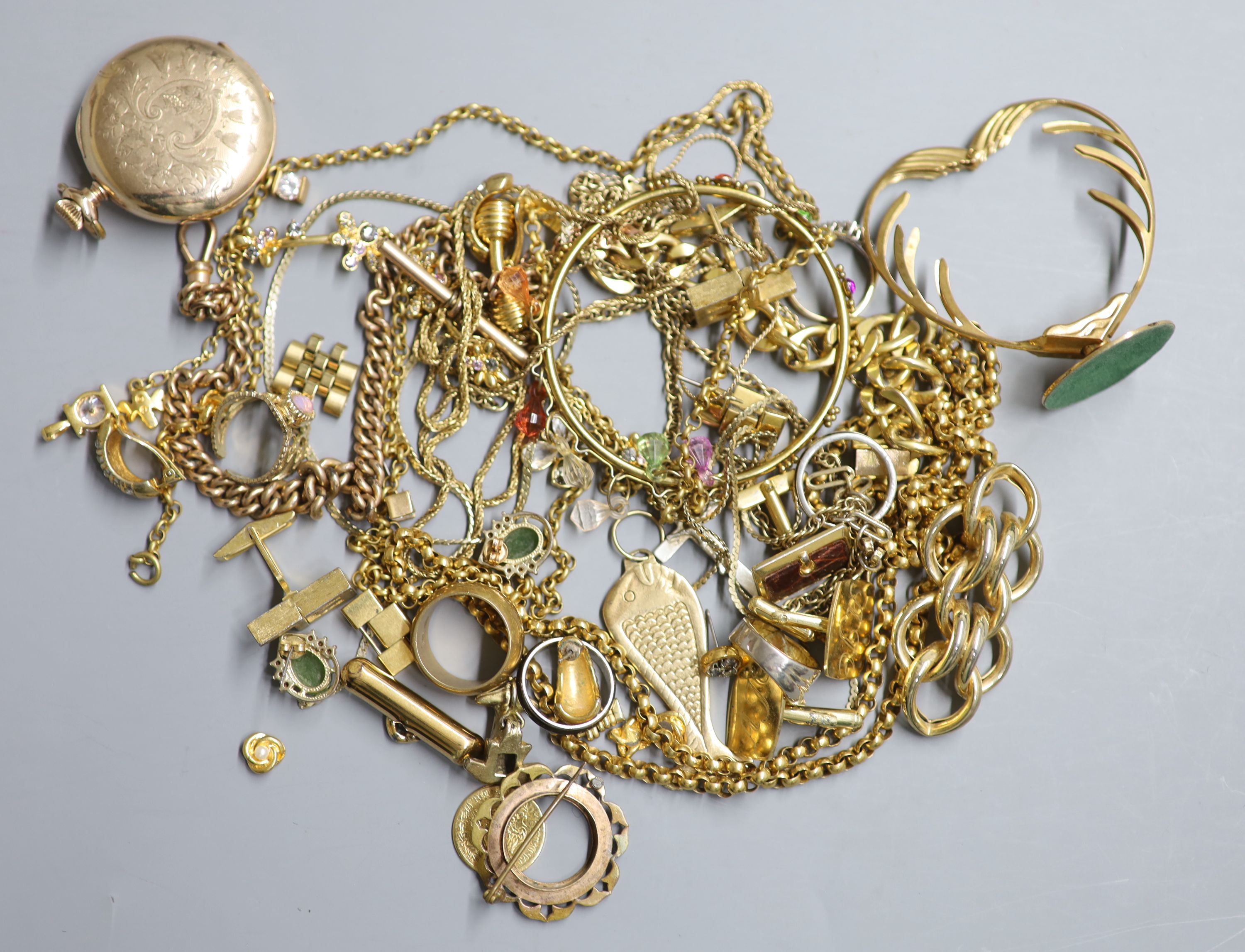 A quantity of assorted mainly costume jewellery, including gold plated albert etc.